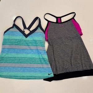 Nike Swim Tank Tops Bundle (2) Striped Sporty Racerback, size Medium